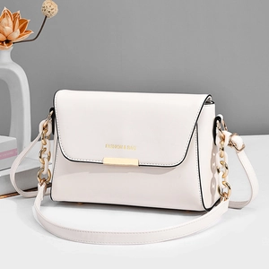 Women Shoulder Bag PU Leather Small Square Crossbody With Gold Chain Minimalist Flap Magnetic Closure Fashion Bag