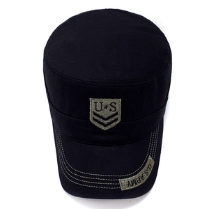 Zwarte katoenen militaire pet met U.S. Army borduursel in een vintage stijl voor heren