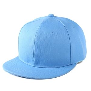 Detailansicht der himmelblauen 6-Panel Snapback Cap mit flachem Schirm und Belüftungsösen