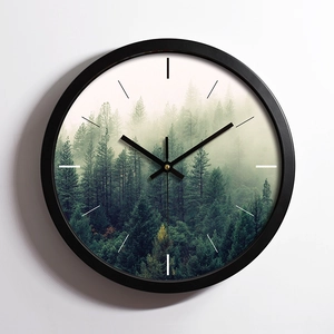 Round Wall Clock Silent Non-Ticking Metal Frame Quartz Movement Glass Lens Modern Minimalist Home Decor Office