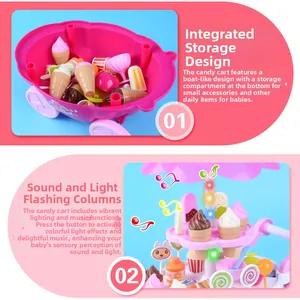 Camion de bonbons rose avec présentoir rotatif, musique et rangement pour accessoires