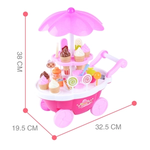 Dimensions détaillées du jouet chariot de glace rose avec hauteur 38cm et largeur 19.5cm
