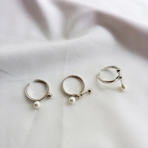 Bague Réglable En Argent Sterling 925 Et Künstliche Perle Géométrique Allumette Bijoux Minimalistes Pour Femmes
