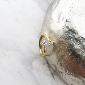 Minimalist 925 Sterling Silver Ring 18K Gold Plated With Triangle Cubic Zirconia Open Adjustable Finger Jewelry For Women