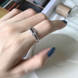 925 Sterling Silver Knotted Ring Vintage Antique Double Line Open Adjustable Statement Jewelry For Women Daily Accessory