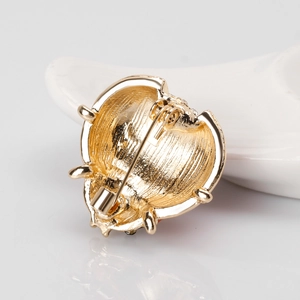Golden beetle insect brooch with vintage alloy finish and secure rotating clasp pin