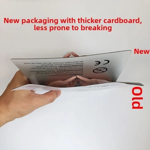 Detail view of the upgraded thick cardboard packaging with CE safety markings