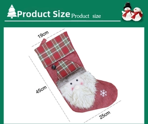 Detailed size chart for Santa Claus Christmas stocking with 45cm height dimensions