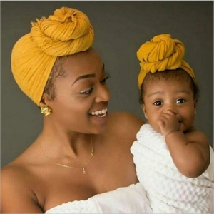 Cotton Turban Hat Soft Knotted Flower Beanie Mother And Baby Matching Indian Style Headwear Solid Color
