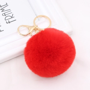 Faux Fur Pom Pom Keychain Soft Polyester Plush Ball Charm Alloy Lobster Clasp Key Ring Decoration Bag Pendant For Women