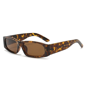 Vintage tortoiseshell rectangular sunglasses with dark brown lenses for a retro 90s look
