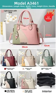Détails du grand sac à main en cuir PU grainé avec dimensions et bandoulière amovible
