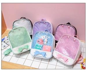 Selection of pastel ita bags with transparent glitter windows and bow details