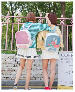 Japanese style ita bags with clear display window and decorative bows for students