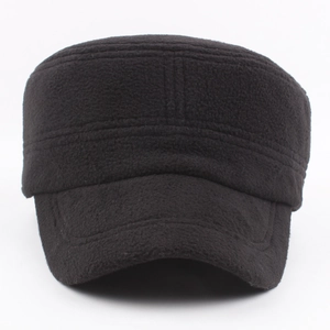 Winter black fleece cadet cap for men and women featuring warm thick thermal material