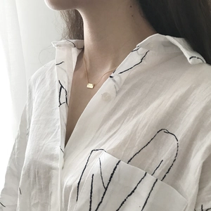 Minimalist 925 Sterling Silver Necklace With Rectangular Plate Pendant 18K Gold Plated Geometric Jewelry For Women
