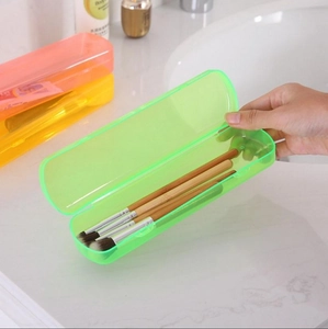 Portable candy-colored travel toothbrush cases in green orange and yellow semi-transparent PP