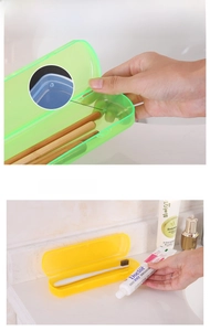 Detail of travel toothbrush case with 4 drainage holes and anti-slip raised bottom design