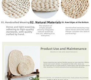 Detailed close-up of natural woven corn husk placemat featuring thick heat-resistant texture