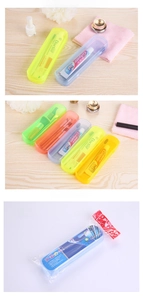 Five candy-colored translucent travel toothbrush cases in varied vibrant finishes