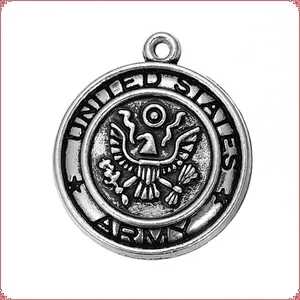 Vintage Alloy Military Service Emblems Charms Antique Silver Finish Jewelry Making DIY Pendants For Necklaces Keychains