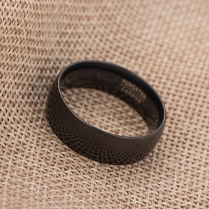 8mm matte black tungsten carbide ring for men shown at a professional 45-degree angle