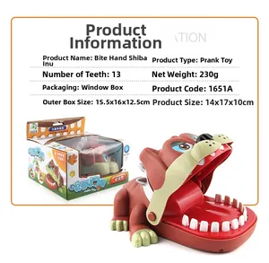 Detail view of Bite Hand Shar Pei Dog toy with 13 teeth and original window box packaging