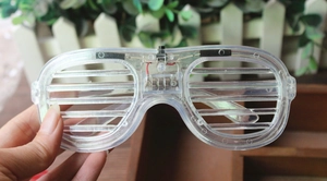 Detailed view of LED shutter glasses showing internal battery compartment and wiring
