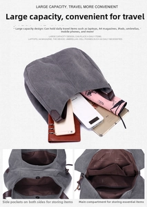 Detailed view of spacious canvas tote interior with multiple compartments for electronics