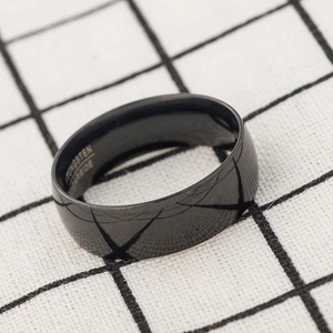 8mm black tungsten carbide ring for men with interior material engraving