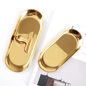 Minimalist Oval Stainless Steel Storage Tray Mirror Polished Jewelry Cosmetic Serving Plate Home Decor Organizer