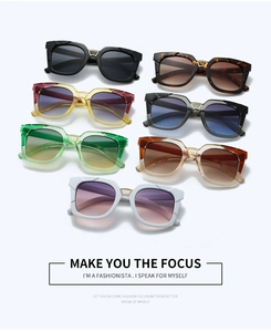 Detail view of stylish square sunglasses with thick frames and chic gold metal bridge accents