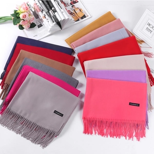 Winter Scarf Faux Cashmere Solid Color Long Warm Tassel Shawl Wrap Elegant Versatile Neck Accessory For Men Women