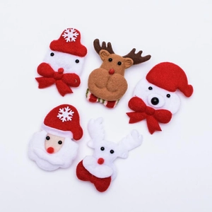 Set of 5 Christmas felt decorations featuring Santa, snowmen, and reindeer for DIY crafts