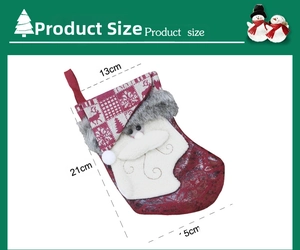 Detailed dimensions of 3D Christmas stocking featuring Santa Claus and reindeer motifs