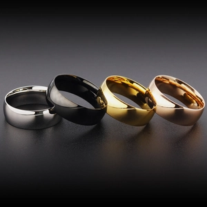 Minimalist Titanium Steel Polished Band Ring For Men Women Fashion Plain Coupling Finger Ring Multiple Color Options Jewelry