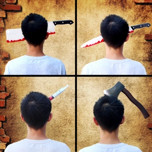 Halloween horror headband collection featuring realistic blood-stained props for cosplay