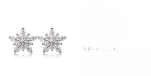 Detailed specs of snowflake stud earrings with eco-friendly copper and AAA cubic zirconia