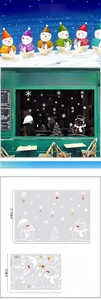 Detailed size specifications and installation dimensions for the snowman wall sticker