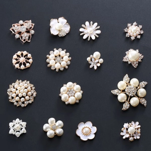 Detailed assortment of pearl and rhinestone floral DIY charms in gold and silver finishes