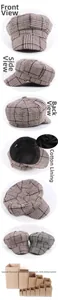 Detailed close-up of the black cotton lining inside the vintage houndstooth newsboy cap
