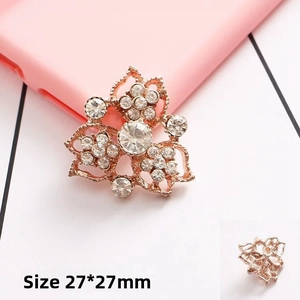Detail view of 27x27mm rose gold floral rhinestone accessory for DIY phone case decor