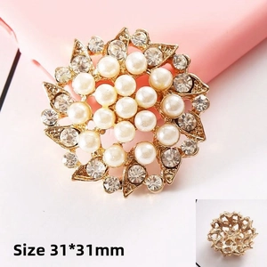 DIY phone case charm with 31mm pearl and crystal flower showing front and back view