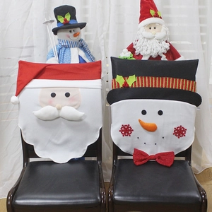 Christmas Santa and Snowman chair covers for festive dining room holiday decorations