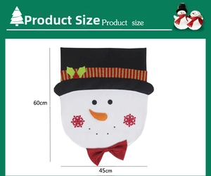 Detailed size guide for Snowman chair cover showing height 60cm and width 45cm measurements