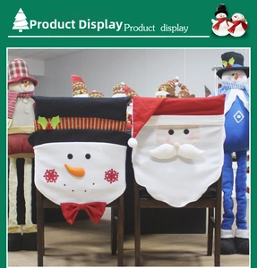 Detail of Christmas chair covers featuring festive Santa and Snowman character designs