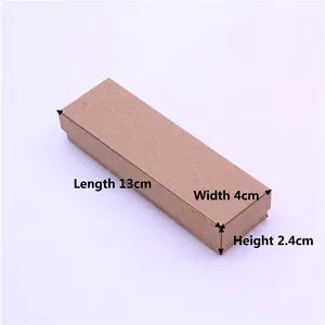 Brown kraft paper gift box with lid dimensions 13x4x2.4cm for jewelry and pens