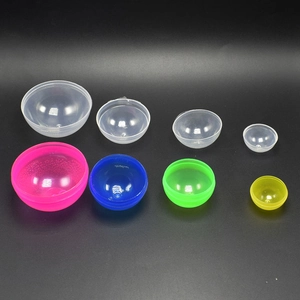 Colorful translucent plastic capsule shells in various sizes for vending machines