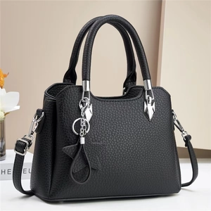 Fashion Pebble Grain PU Leather Handbag For Women Large Capacity Shoulder Crossbody Bag With Star Pendant Daily Tote