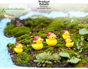 Miniature Christmas ducks set in moss landscape for DIY fairy garden ornaments